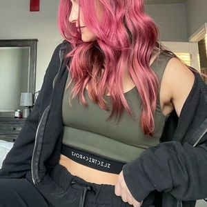 Army green bralette crop top small